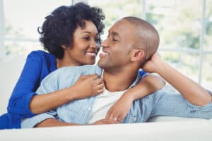 Sweet couple smiling at each other