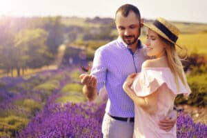 Couple in a flower field