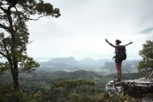 Woman's hand stretched out