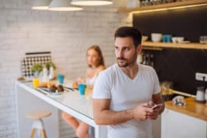 He gets off the phone quickly when you’re around