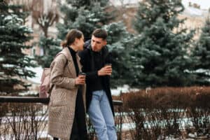 Couple talking in the park