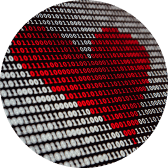 A red and white circle on a gray background